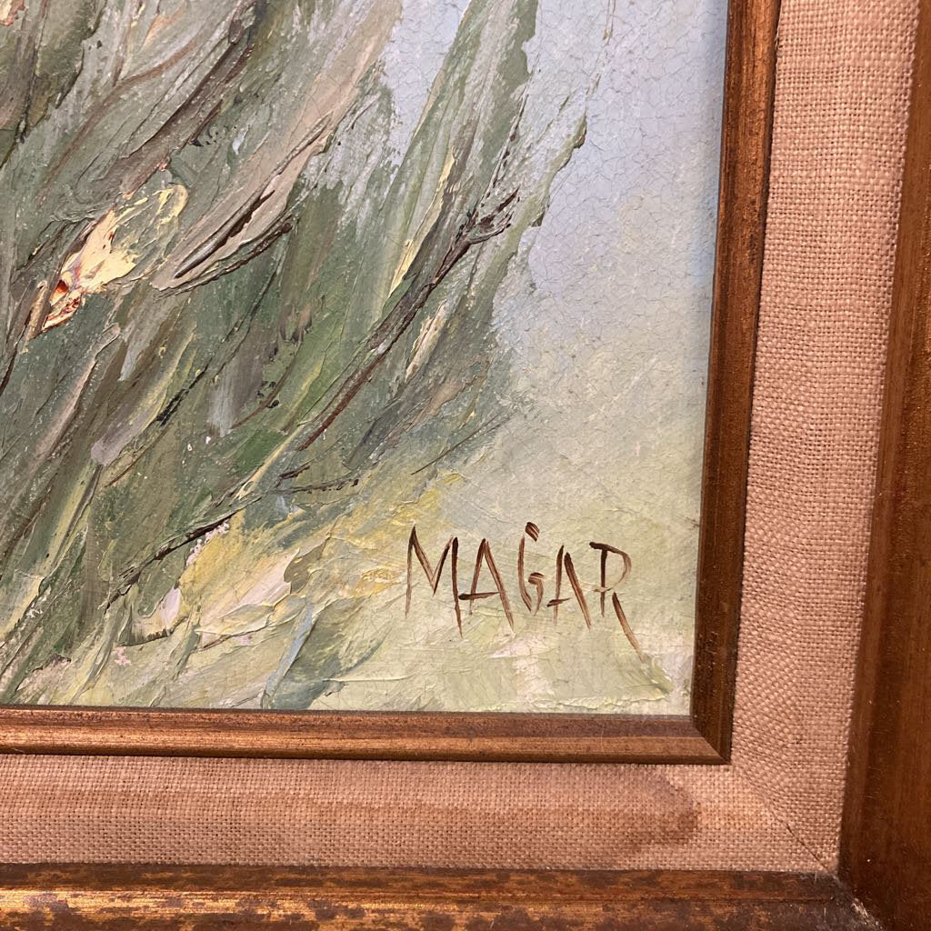 Vintage Signed Floral Framed Painting