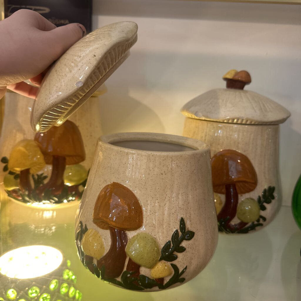 Vintage 4 Piece Merry Mushroom Canister Set