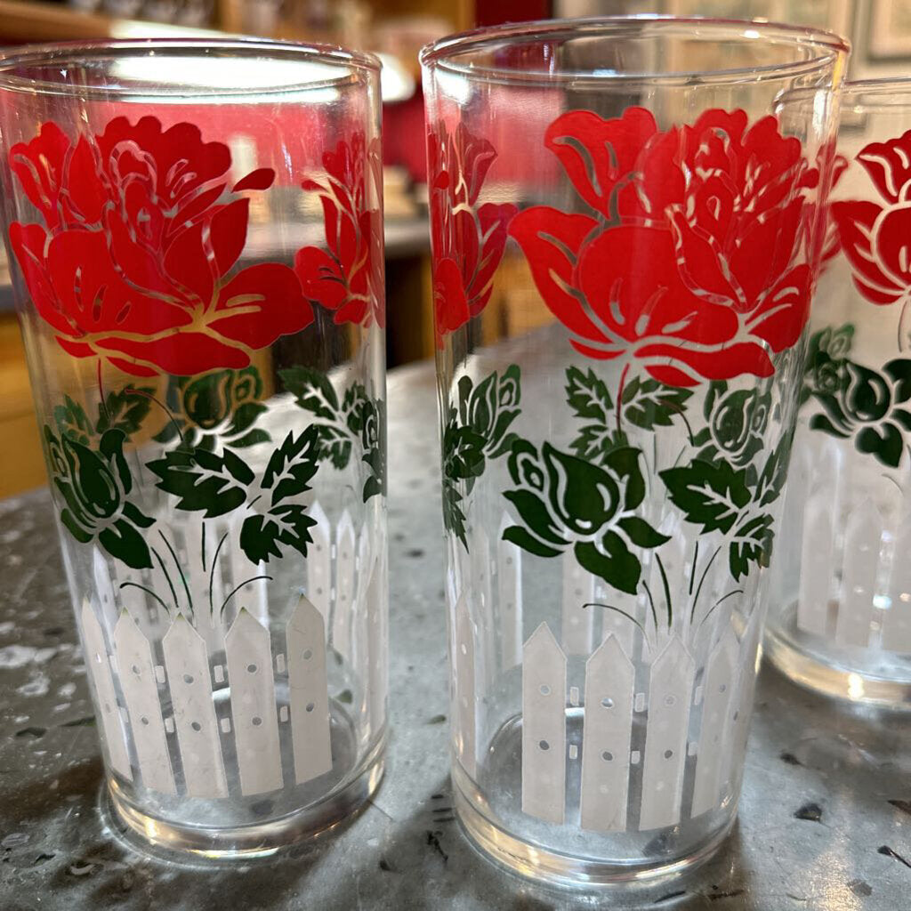Vintage Rose Highball Glass Set