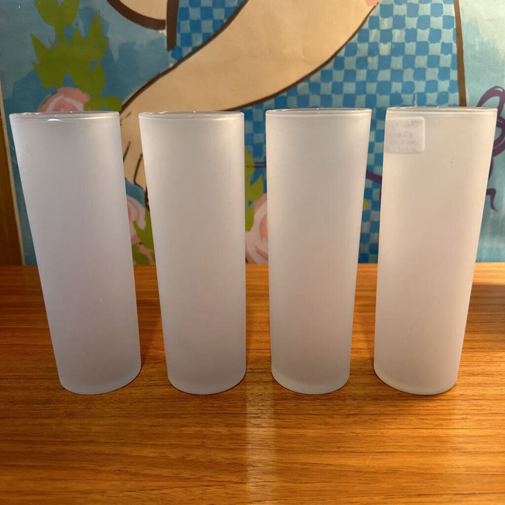 Vintage Frosted Tom Collins Cocktail Glass Set