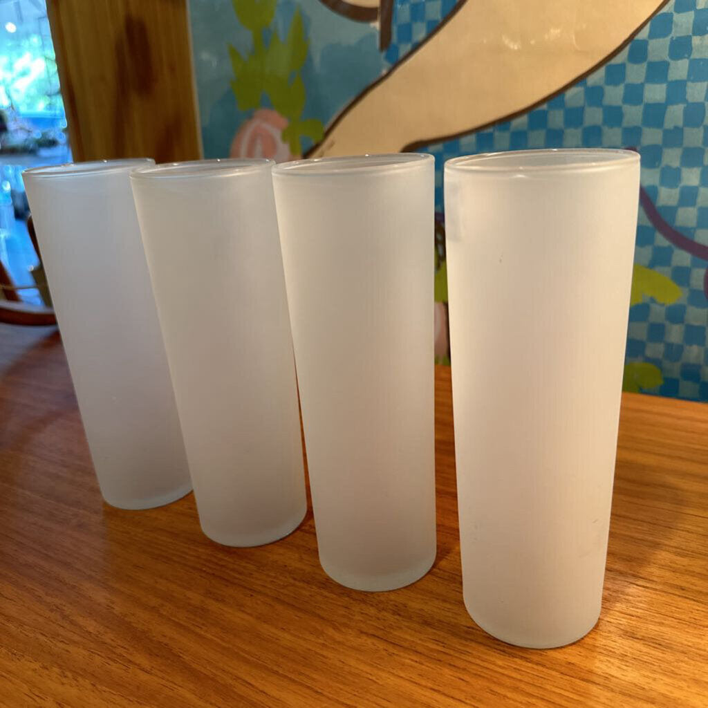 Vintage Frosted Tom Collins Cocktail Glass Set