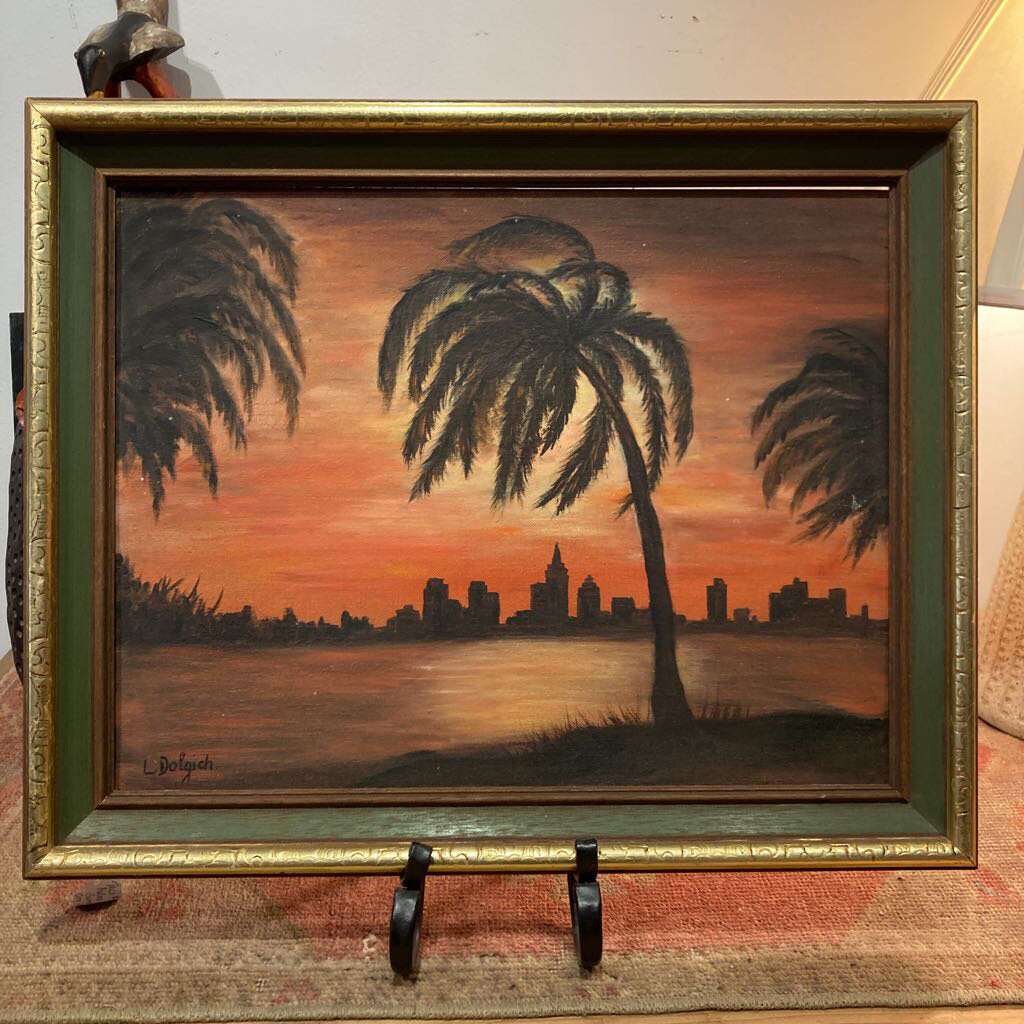 Vintage Palms in Sunset Original Art