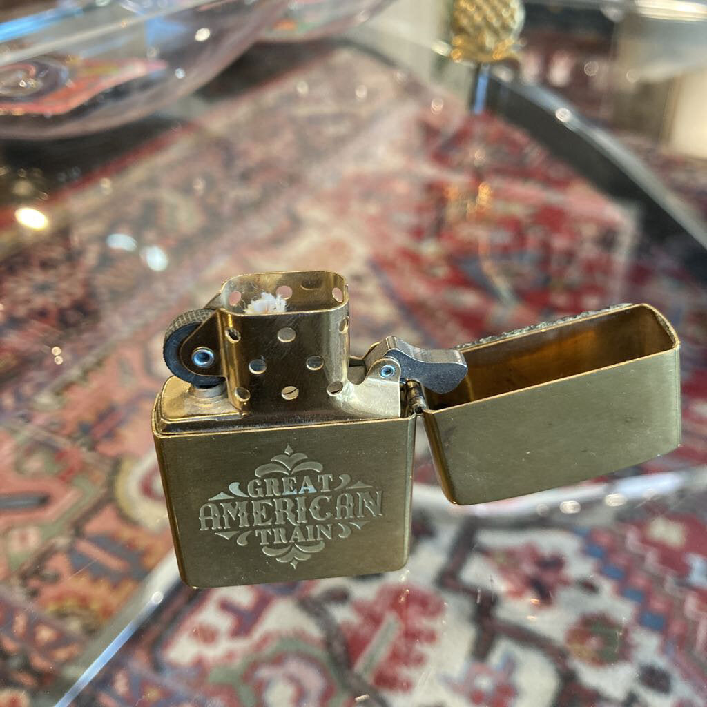 Vintage 1995 Brass Great American Train Zippo Lighter