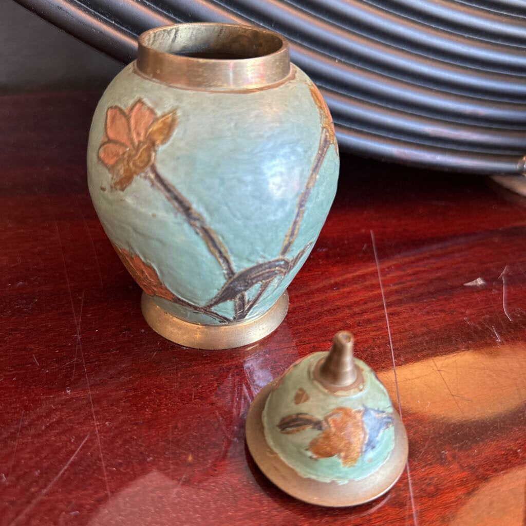 Vintage Solid Brass Ginger Jar & Lid