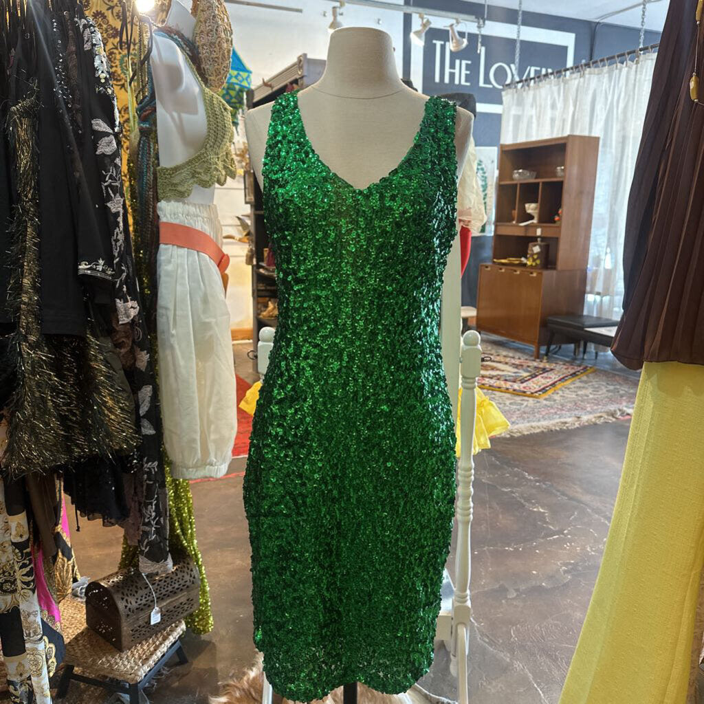 Green sequin dress