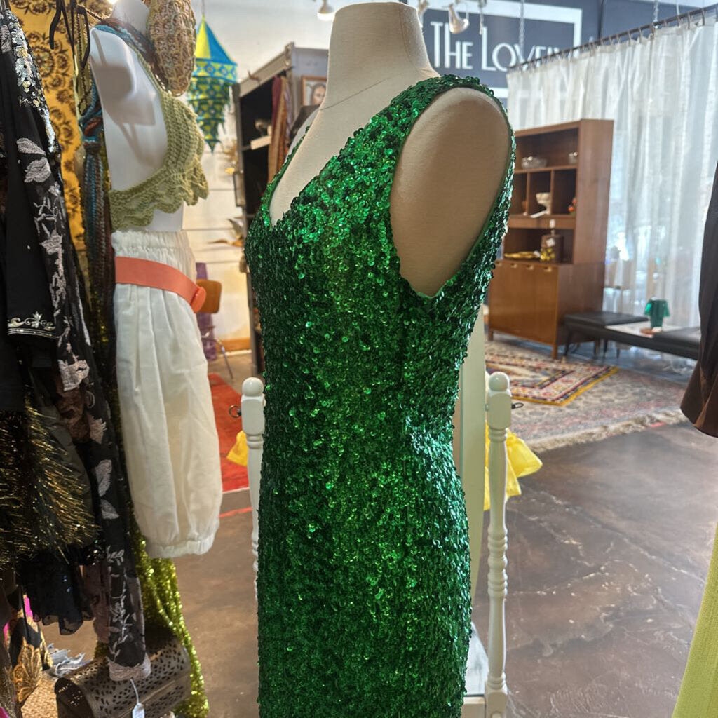 Green sequin dress