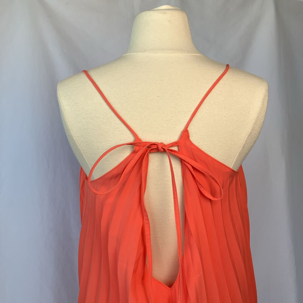 Modern Peach Pleated Sun Dress