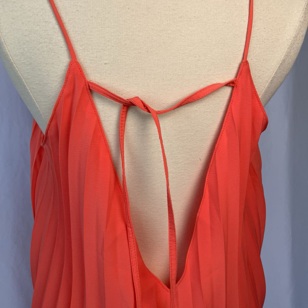 Modern Peach Pleated Sun Dress