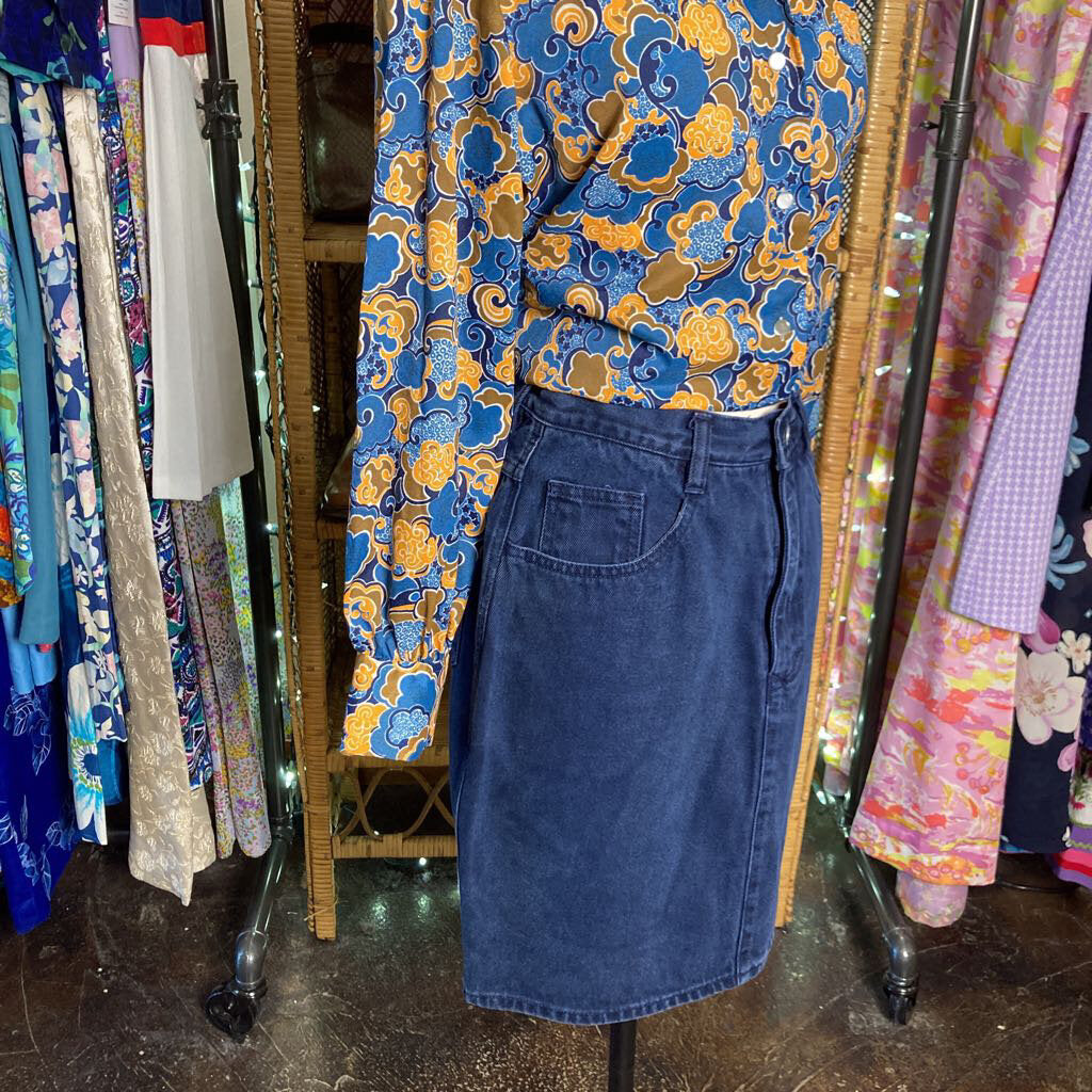 80s Dark Wash Denim Skirt