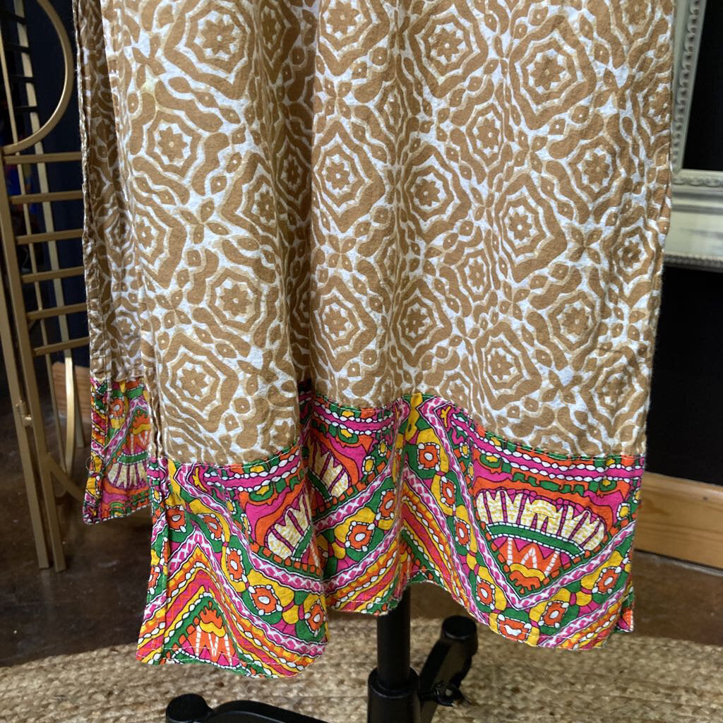 Brown kurta with orange embroidery