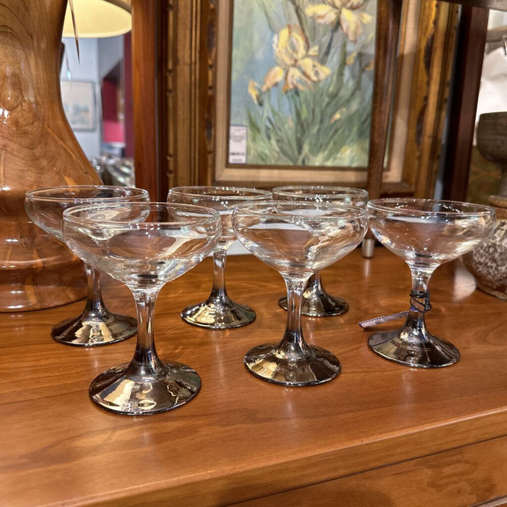 Set of 6 Silver Base Coupe Glasses