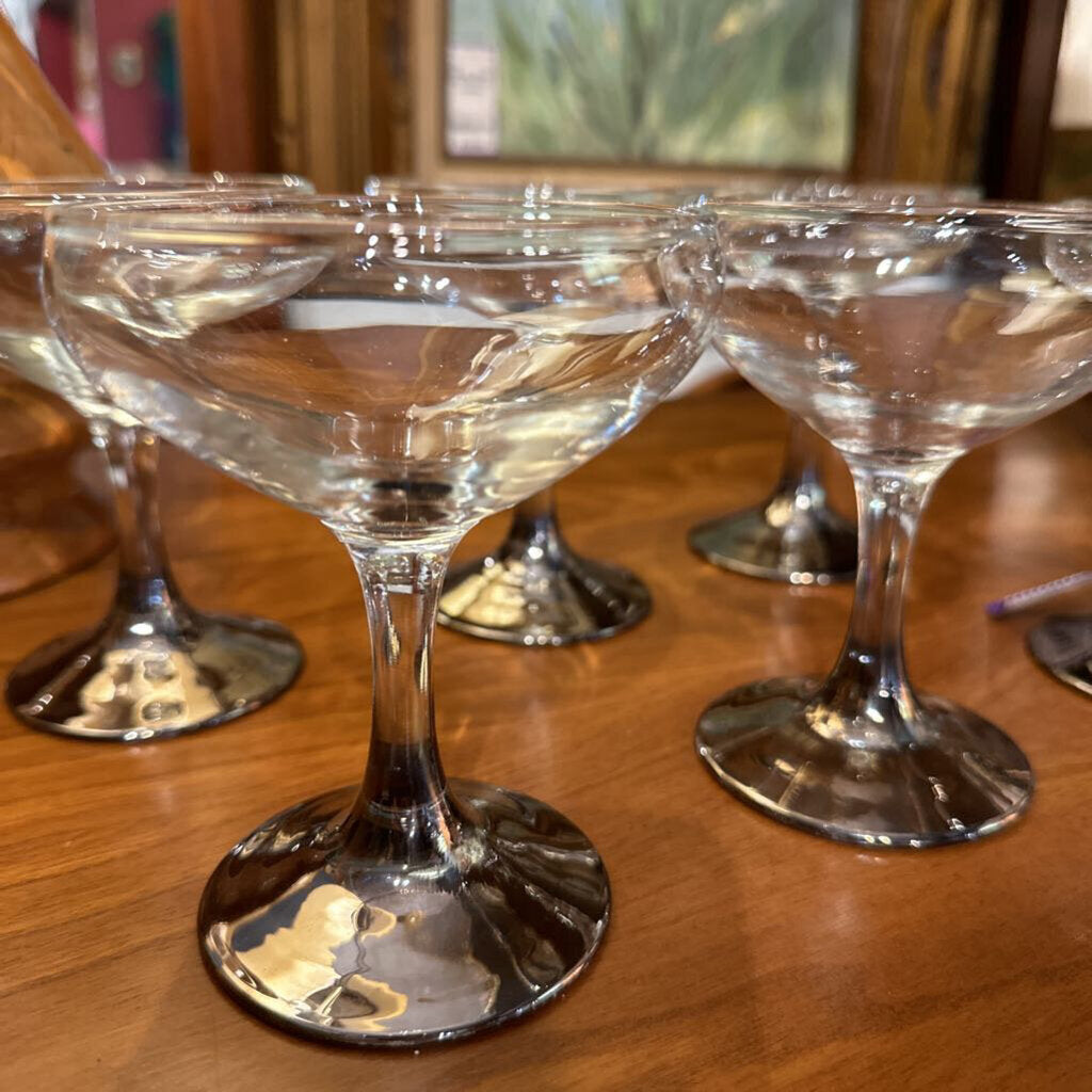 Set of 6 Silver Base Coupe Glasses