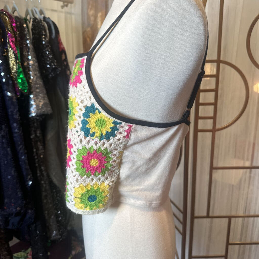 Knit Flower Crochet Top