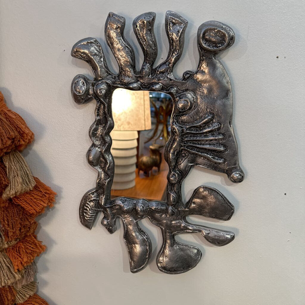 Vintage Brutalist Don Drumm Aluminum Mirror - Signed