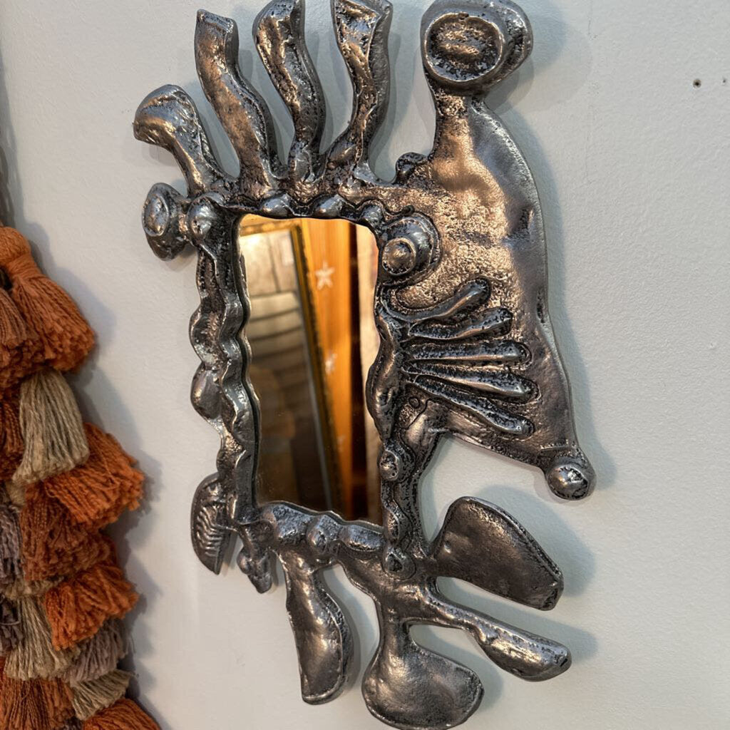 Vintage Brutalist Don Drumm Aluminum Mirror - Signed