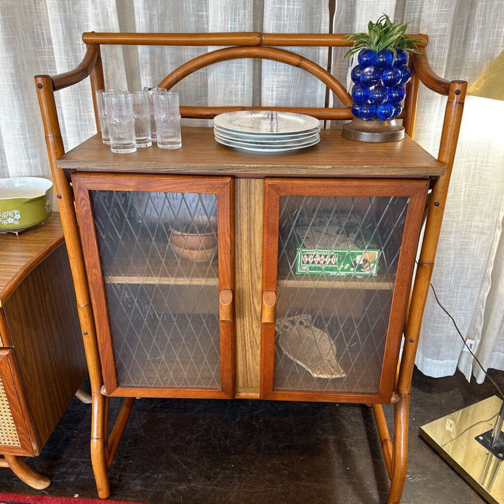 1960s Rattan Tiki Bar w/ Doors