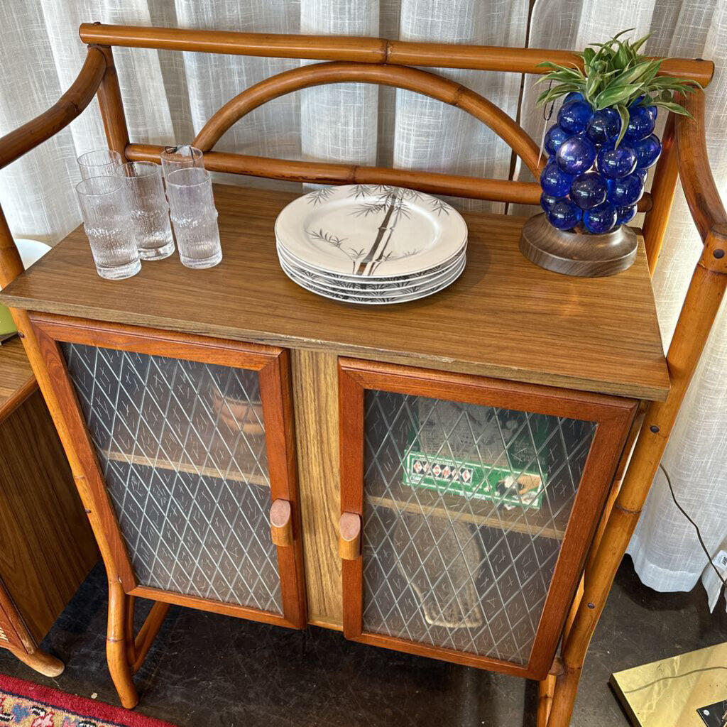 1960s Rattan Tiki Bar w/ Doors