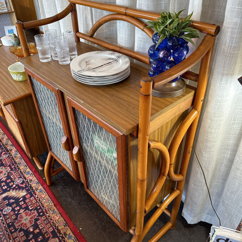 1960s Rattan Tiki Bar w/ Doors