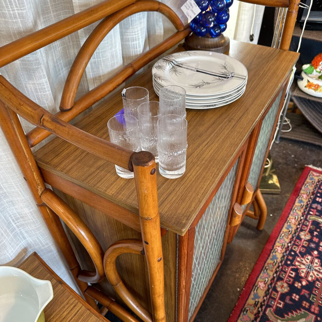 1960s Rattan Tiki Bar w/ Doors