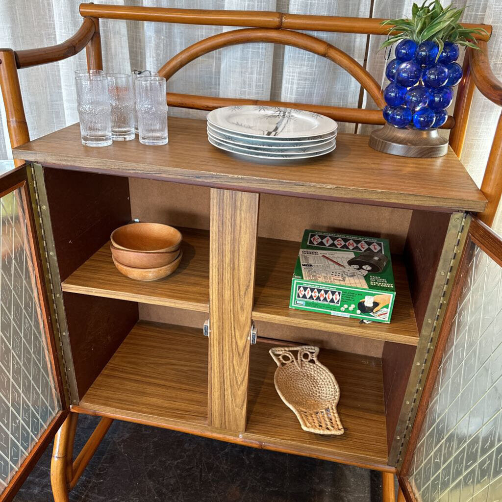 1960s Rattan Tiki Bar w/ Doors