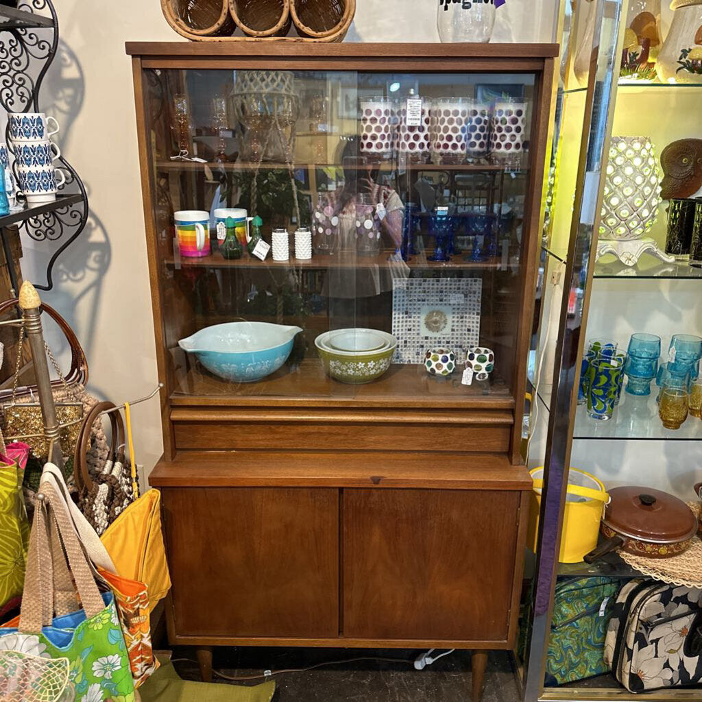 Mid Century Walnut China Cabinet by Bassett