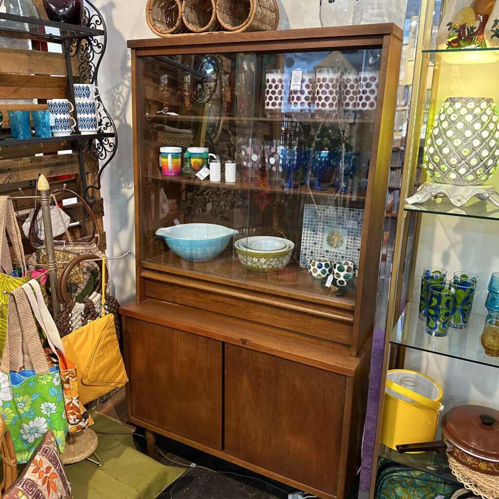 Mid Century Walnut China Cabinet by Bassett