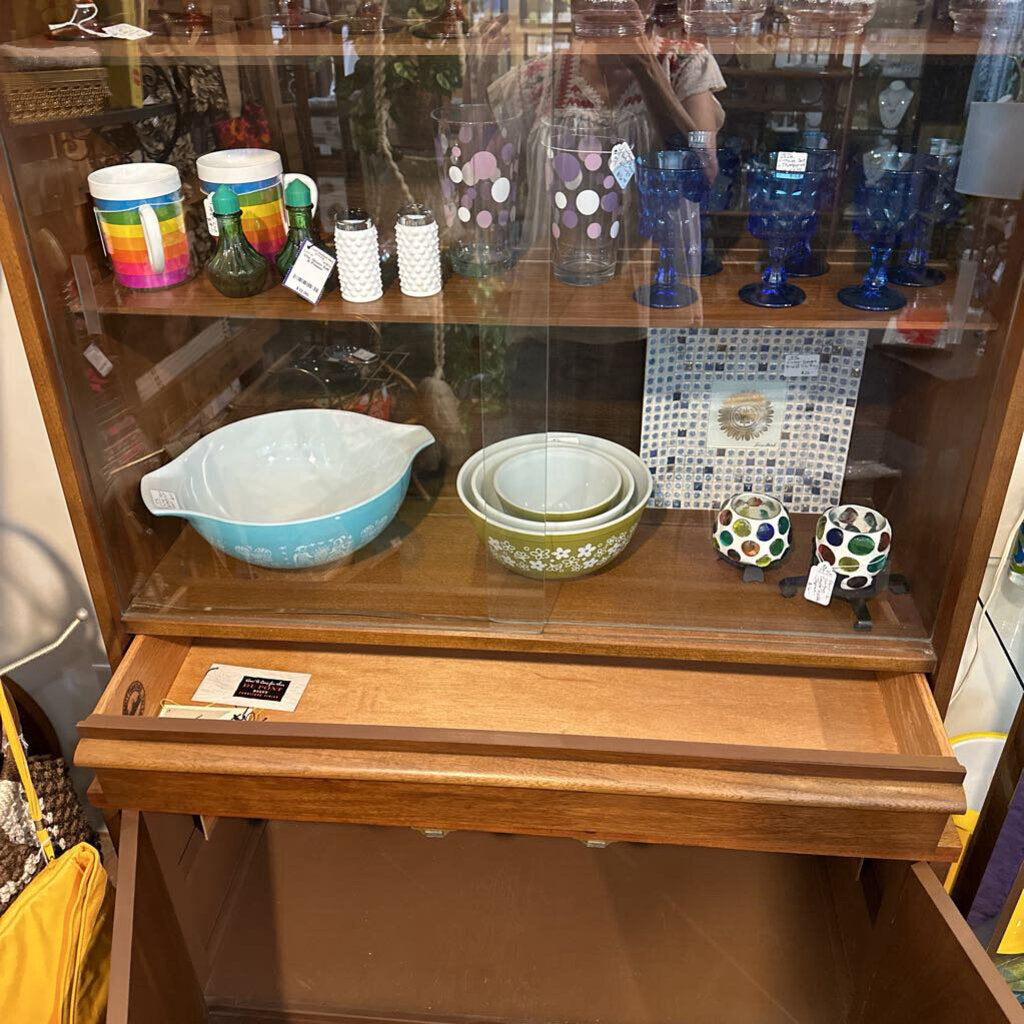 Mid Century Walnut China Cabinet by Bassett