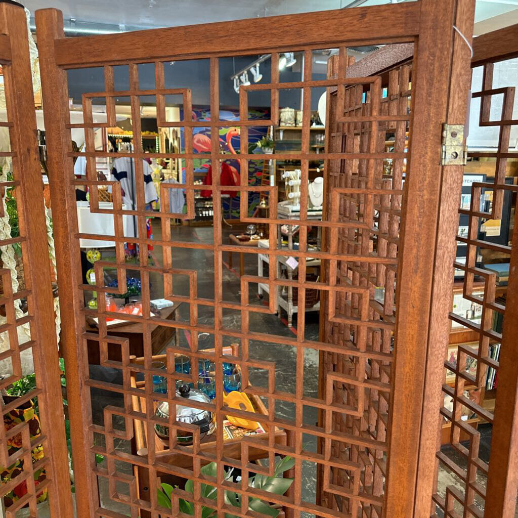 Mid Century Modern Teak Divider 4 Panel Screen - MidModMom