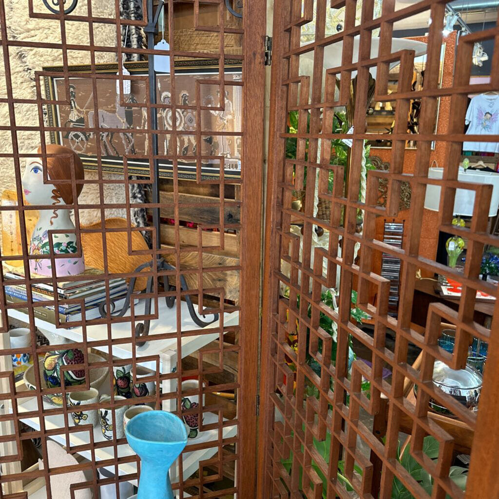 Mid Century Modern Teak Divider 4 Panel Screen - MidModMom