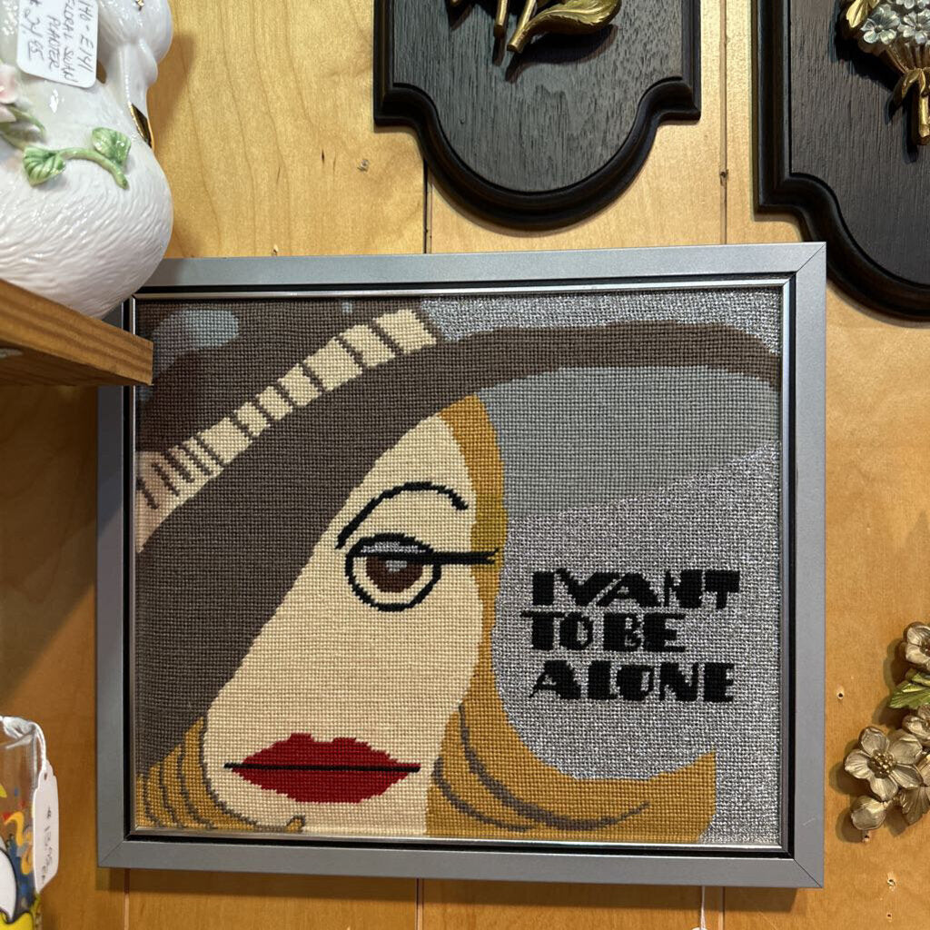 Cross Stitched "I Vant to Be Alone"