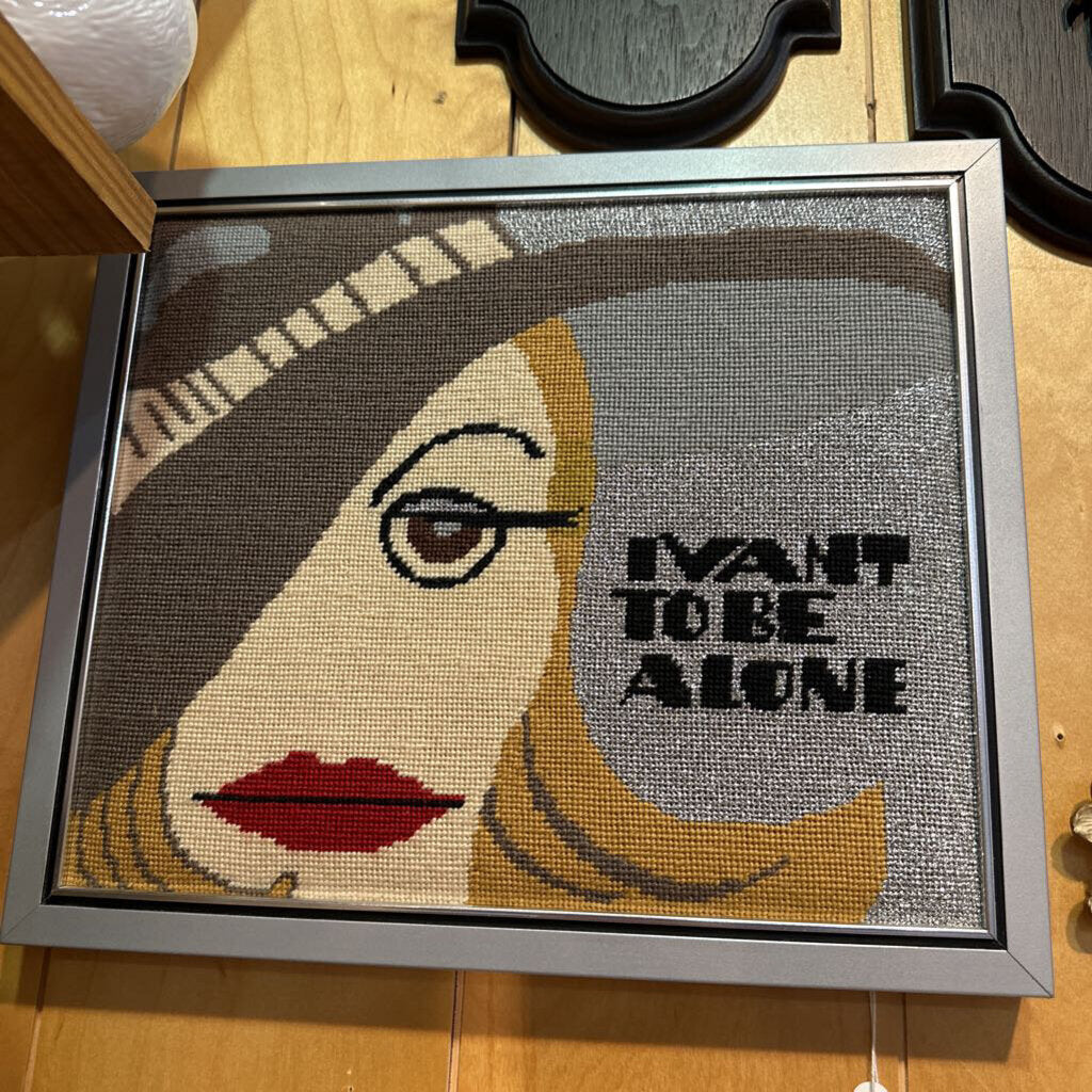 Cross Stitched "I Vant to Be Alone"