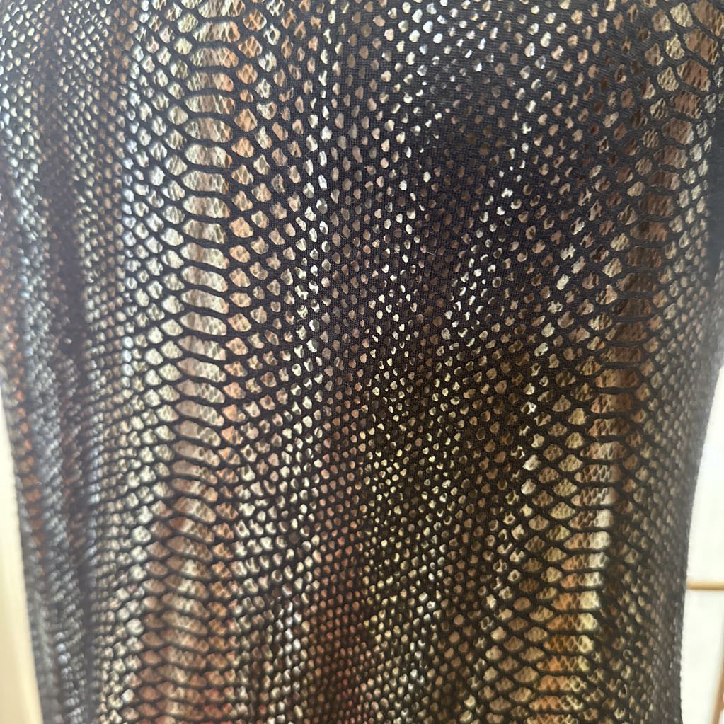 Fechie Snake Print Dress w/ Metal Circle Hem