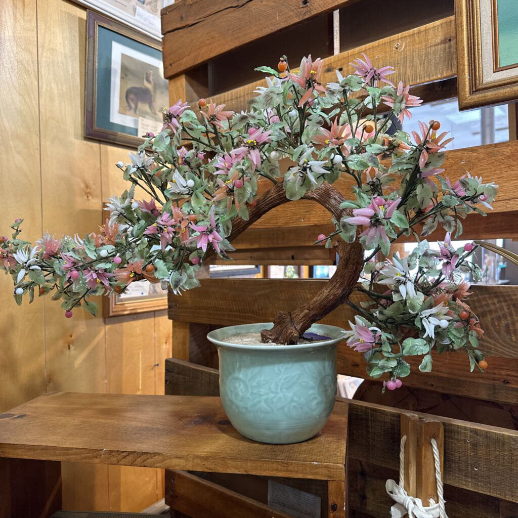 Vintage Amazonite/Jade/Rose quartz Bonsai Tree