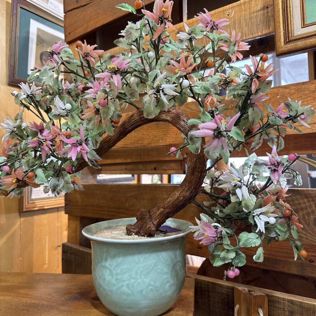 Vintage Amazonite/Jade/Rose quartz Bonsai Tree