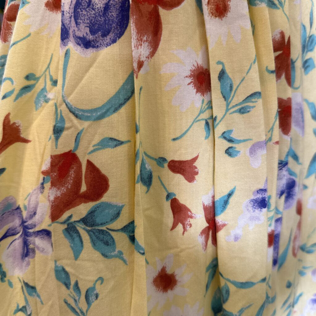 1990s Yellow Floral Midi Dress