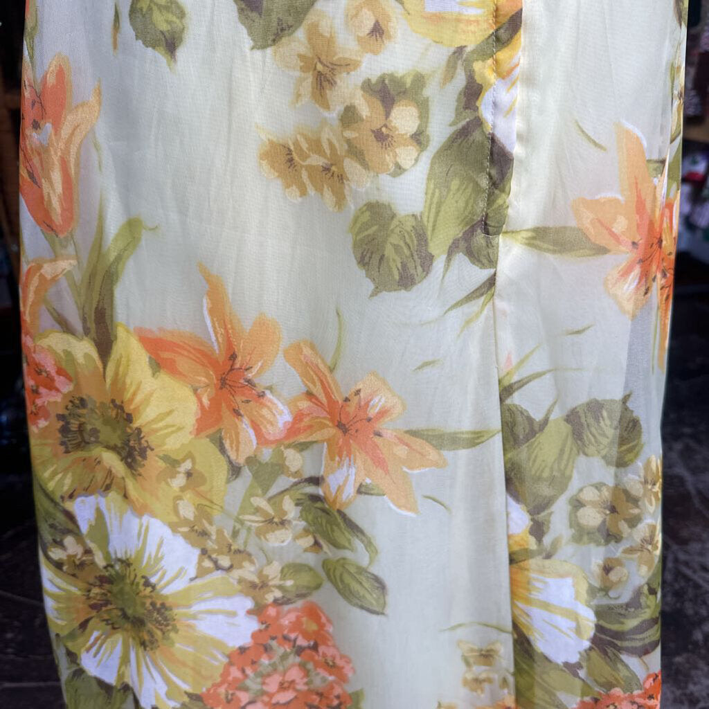 1970s Yellow Floral Maxi Dress