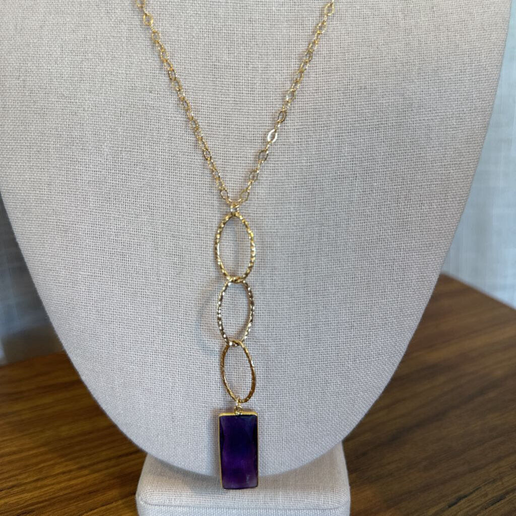 Amethyst Gemstone Handmade Gold Filled 18" Necklace 35
