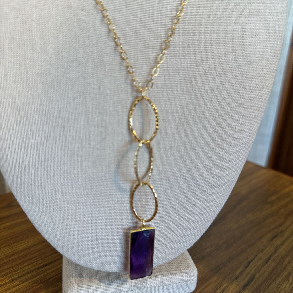Amethyst Gemstone Handmade Gold Filled 18" Necklace 35