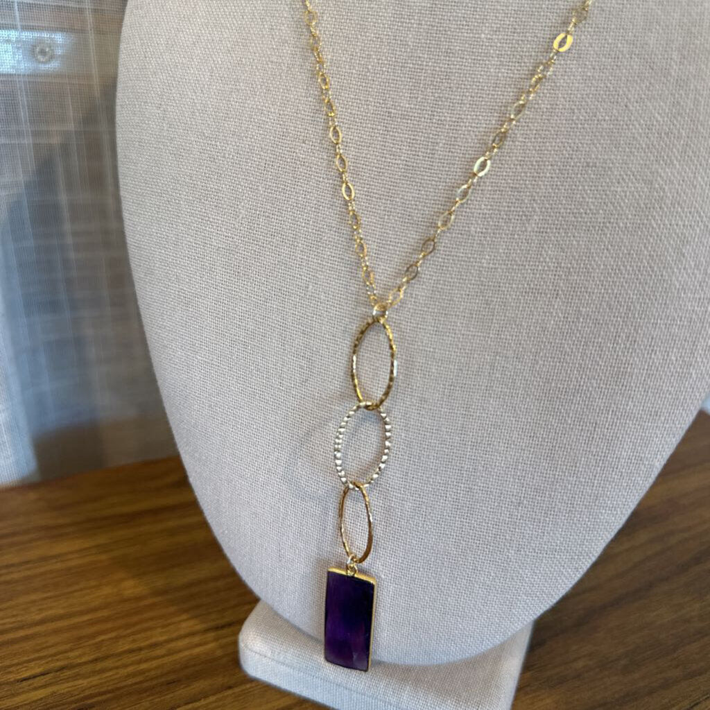 Amethyst Gemstone Handmade Gold Filled 18" Necklace 35