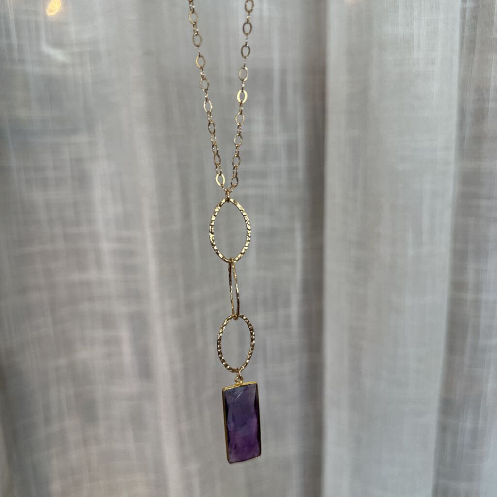 Amethyst Gemstone Handmade Gold Filled 18" Necklace 35
