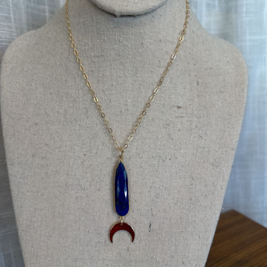 Lapis Gemstone Handmade 18" Gold Filled and Gold Plated Necklace 37