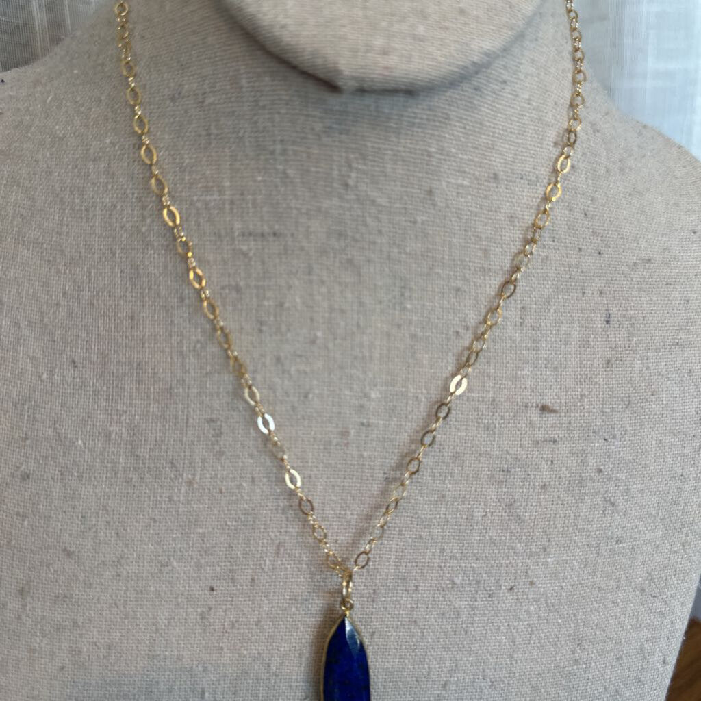 Lapis Gemstone Handmade 18" Gold Filled and Gold Plated Necklace 37