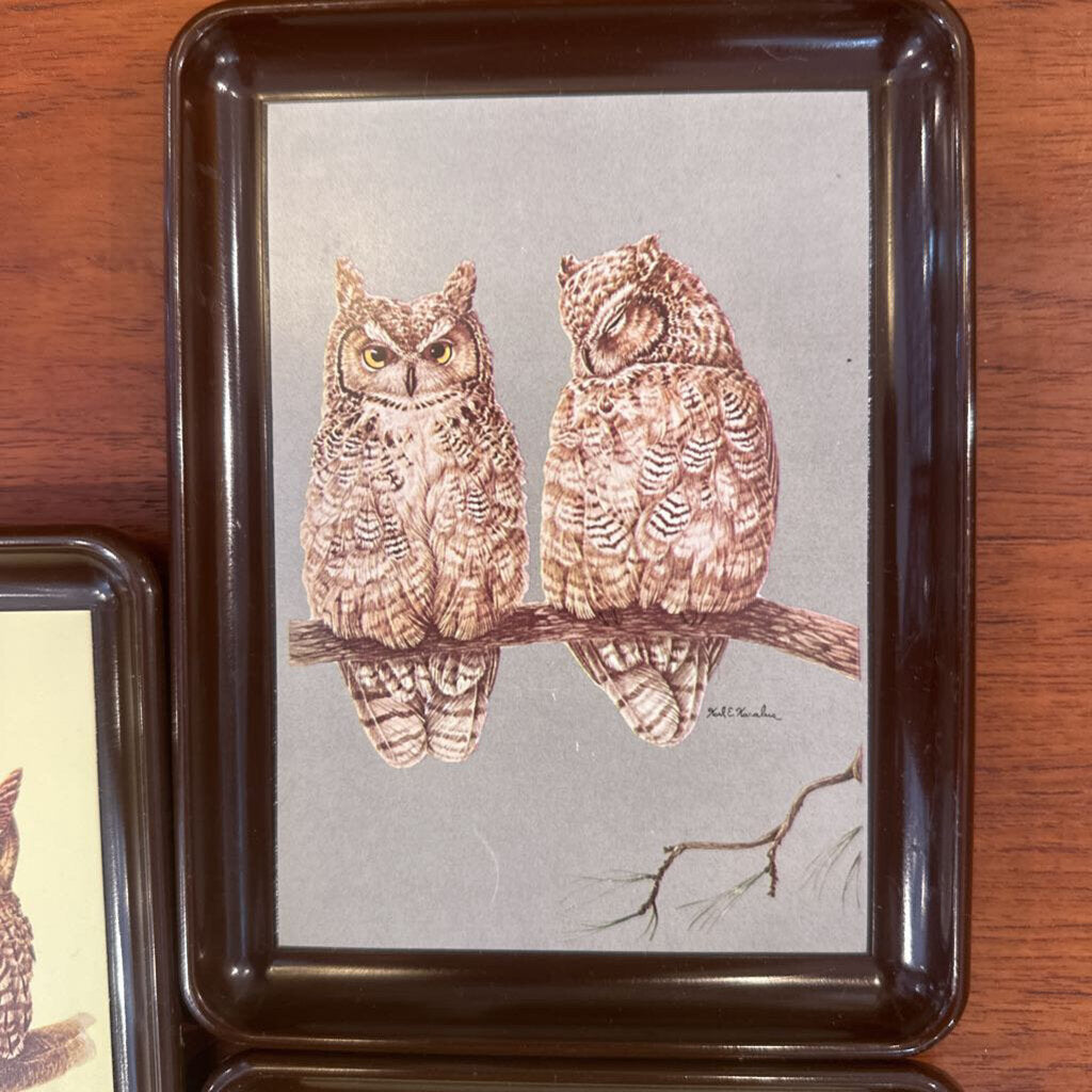 Set of 5 Vintage Karalus Owl trays