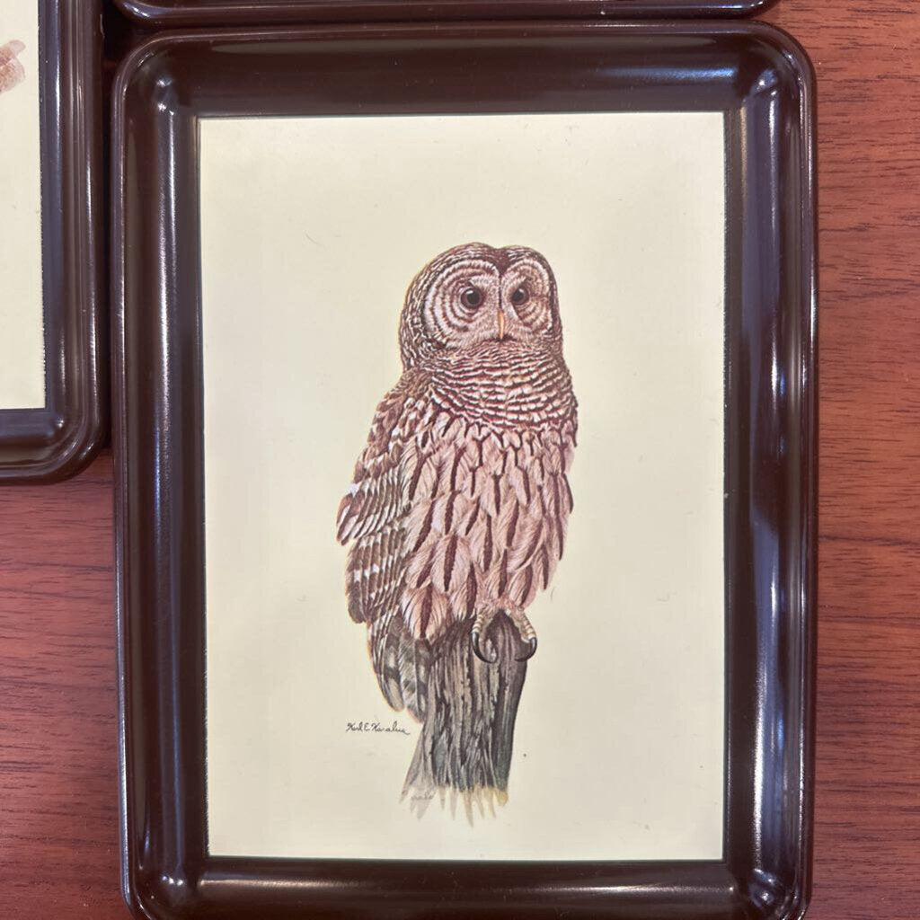 Set of 5 Vintage Karalus Owl trays