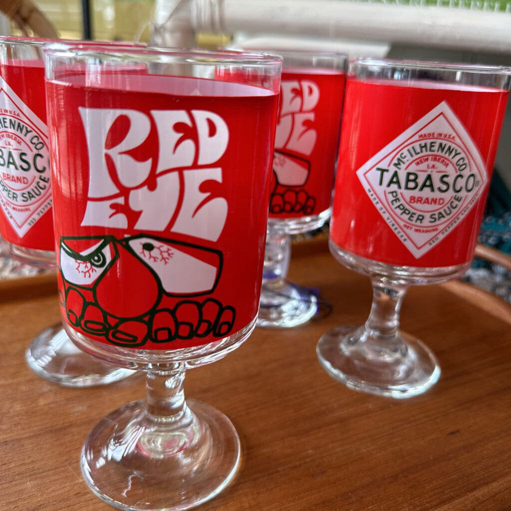 Tabasco Red Eye Pedestal Glasses set