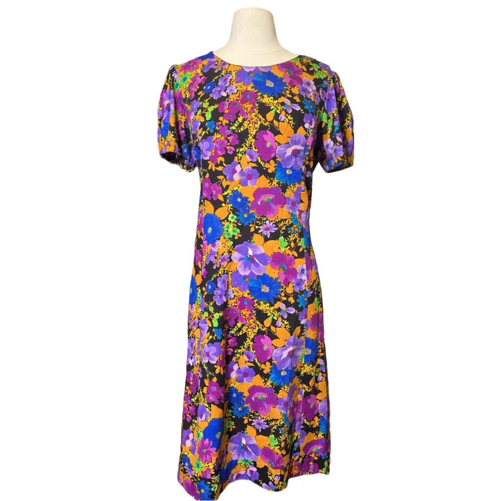 Bright Floral Dress - Purple/Blue
