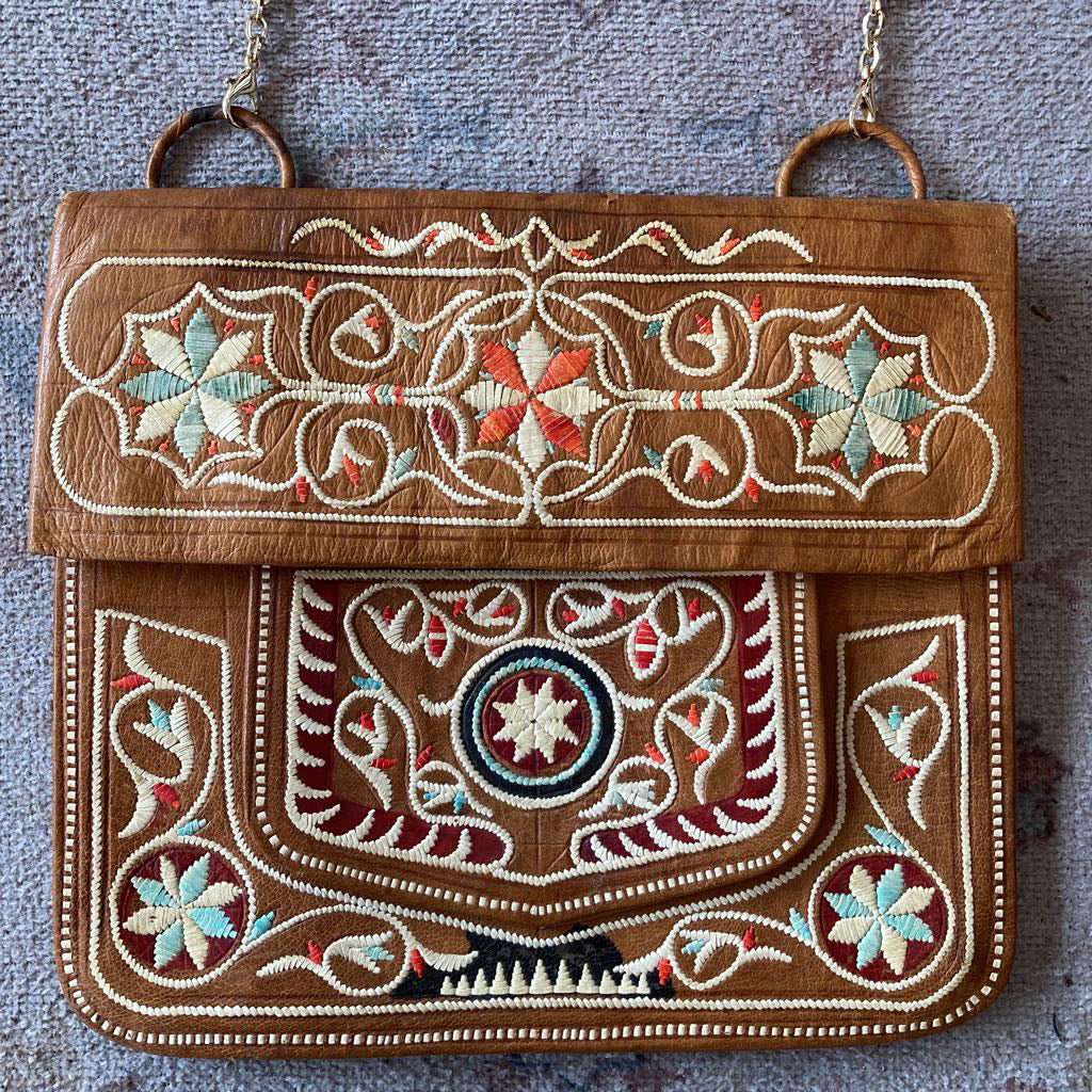 Berber Moraccan Backpack Pocketbook Vintage Kilim Leather Backpack: Moroccan Berber Travel Bag  main image 4