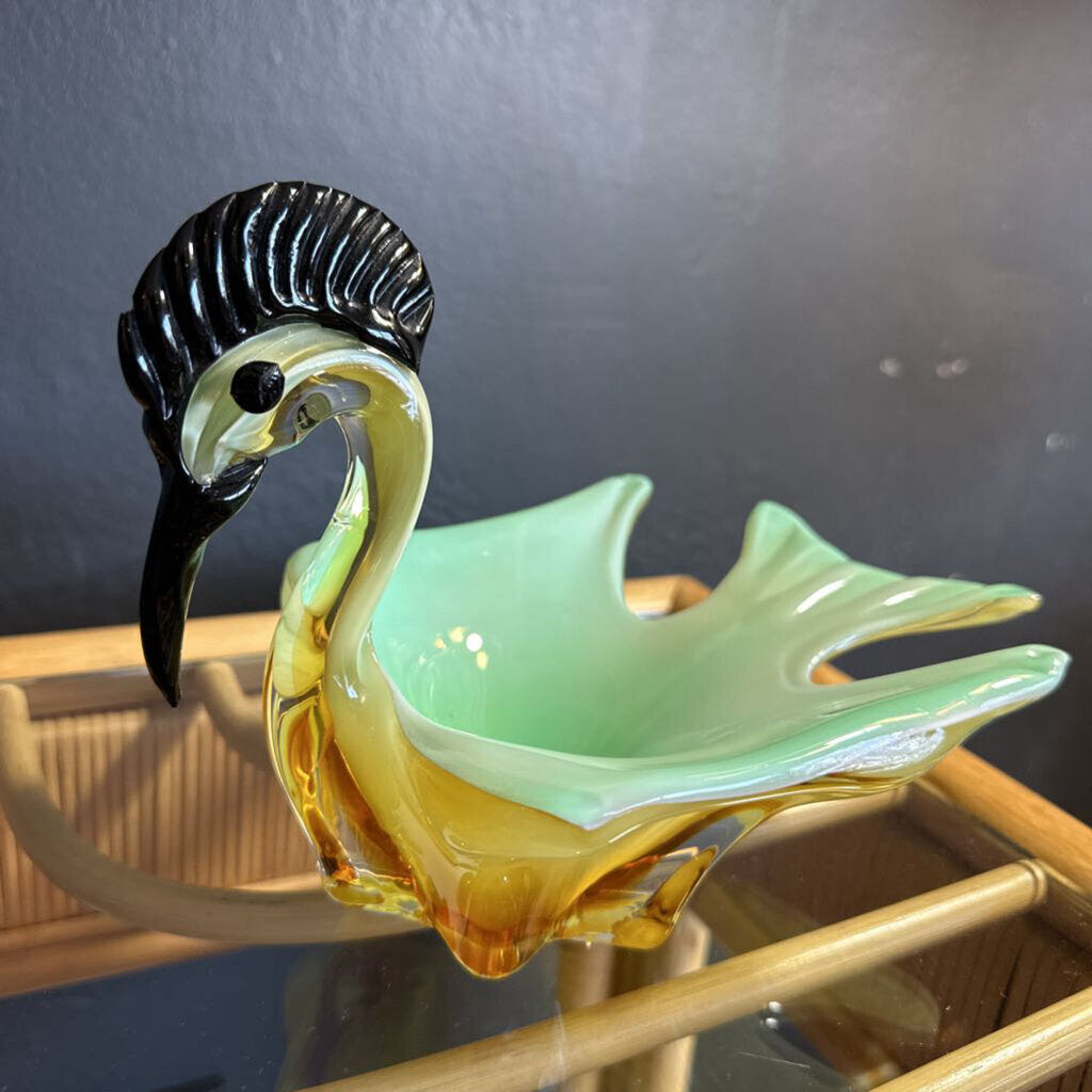 Vintage Glass Bird Candy Dish