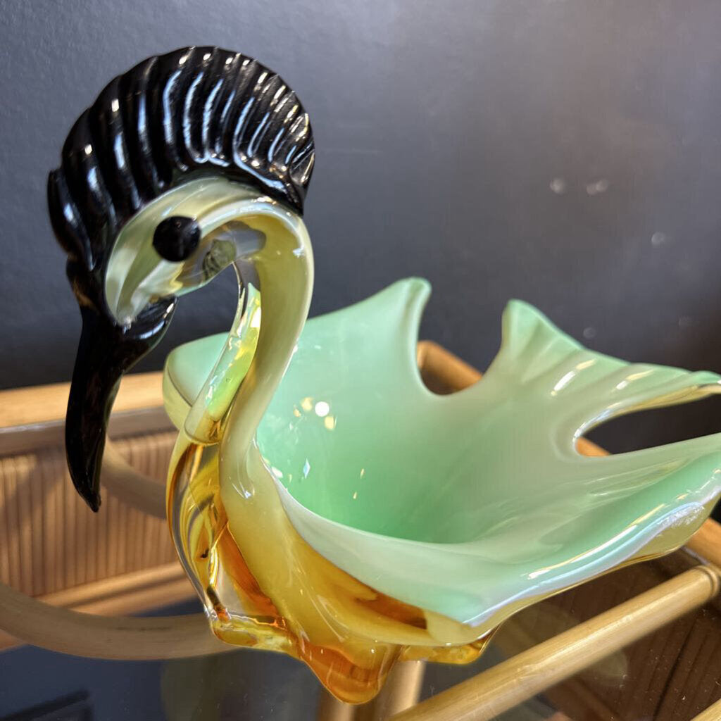 Vintage Glass Bird Candy Dish