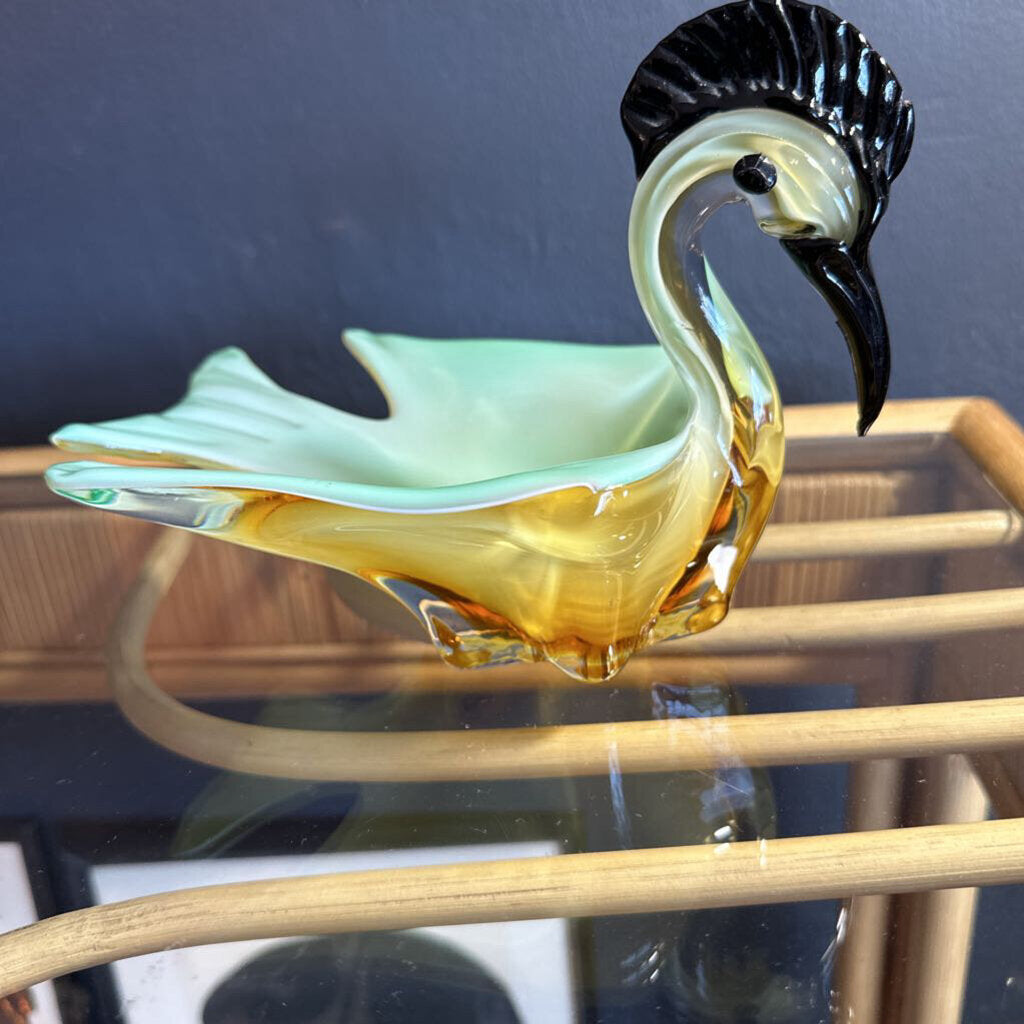 Vintage Glass Bird Candy Dish